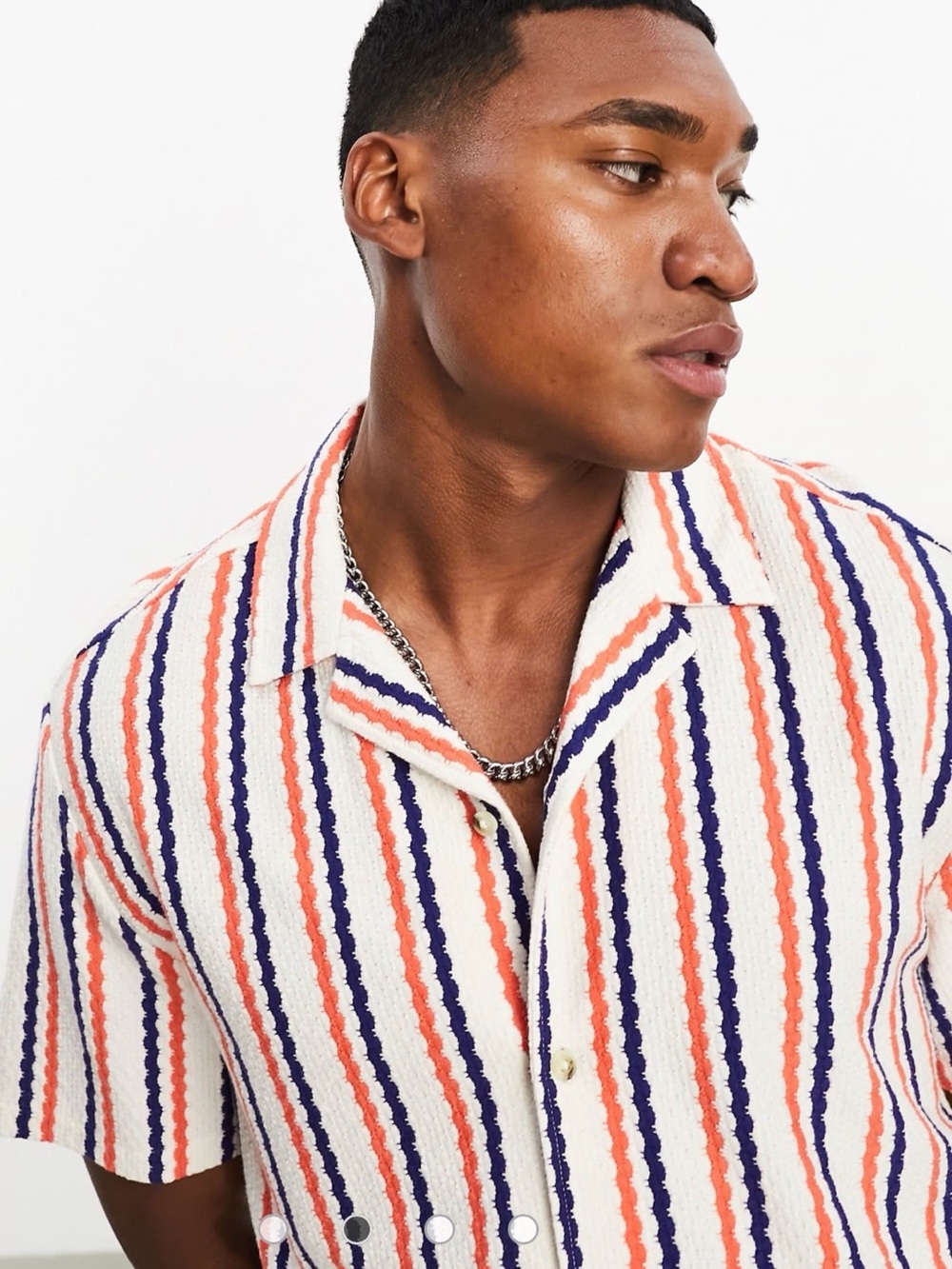ASOS Design Retro Stripe Camp Collar Cabana Shirt Cotton Resort Wear Sz S